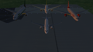 Aircraft grouped on ground (777, 787, A320)